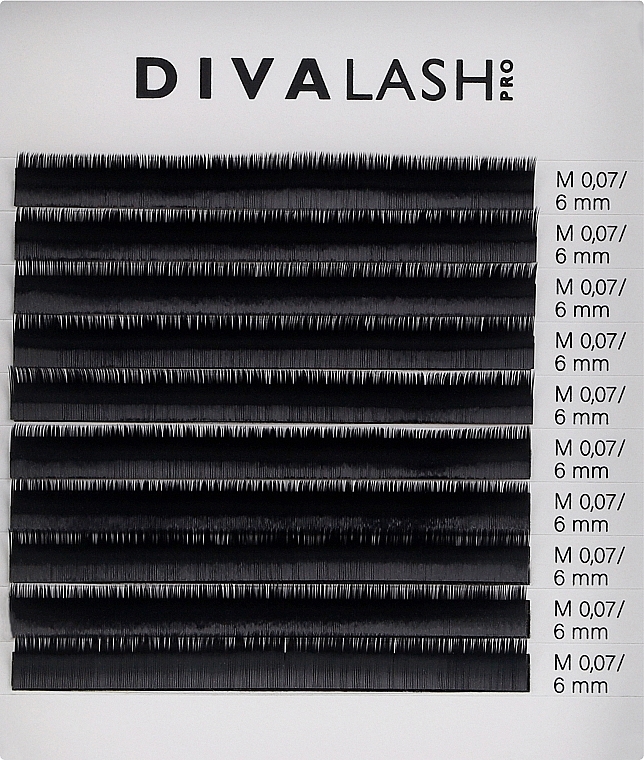 Вії для нарощування M 0.07 (6 мм), 10 ліній - Divalashpro — фото N1