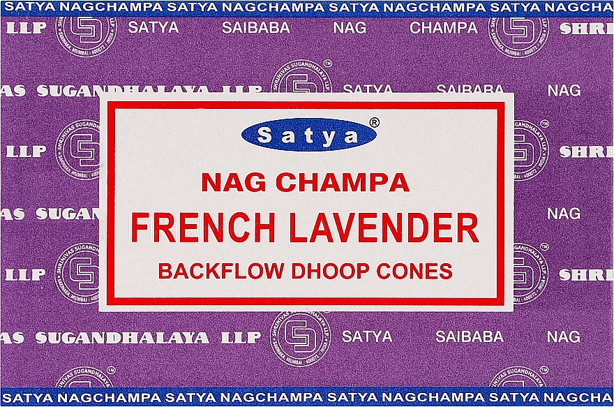 Стелющиеся дымные благовония конусы "Французская лаванда" - Satya French Lavender Backflow Dhoop Cones — фото N1