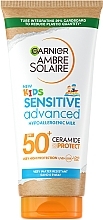 Солнцезащитное молочко с керамидами для детей, очень высокая степень защиты SPF 50+ - Garnier Ambre Solaire Sensitive Advanced Kids — фото N1