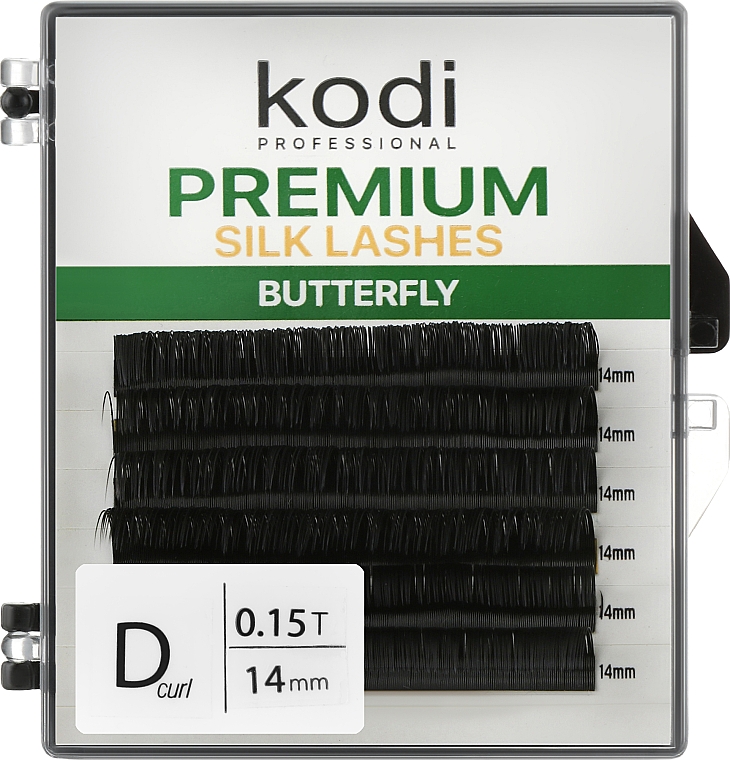 Накладні вії Butterfly Green D 0.15 (6 рядів: 14 мм) - Kodi Professional — фото N1