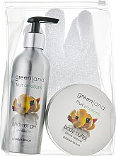 Духи, Парфюмерия, косметика РАСПРОДАЖА Набор "Папайя-Лимон" - Greenland Fruit Emotions (sh/gel/200ml + b/cr/120ml + массажная перчатка)