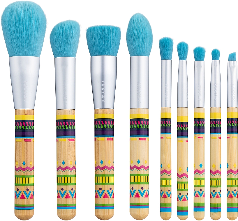Набір пензлів для макіяжу "Boho Bamboo" Р0906, 9 шт. - Docolor Makeup Brush Set