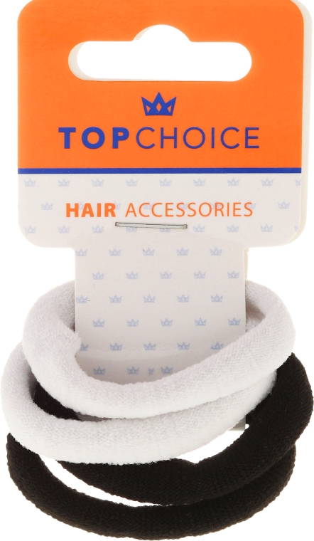 Резинки для волос, 22593, черные и белые - Top Choice — фото N1