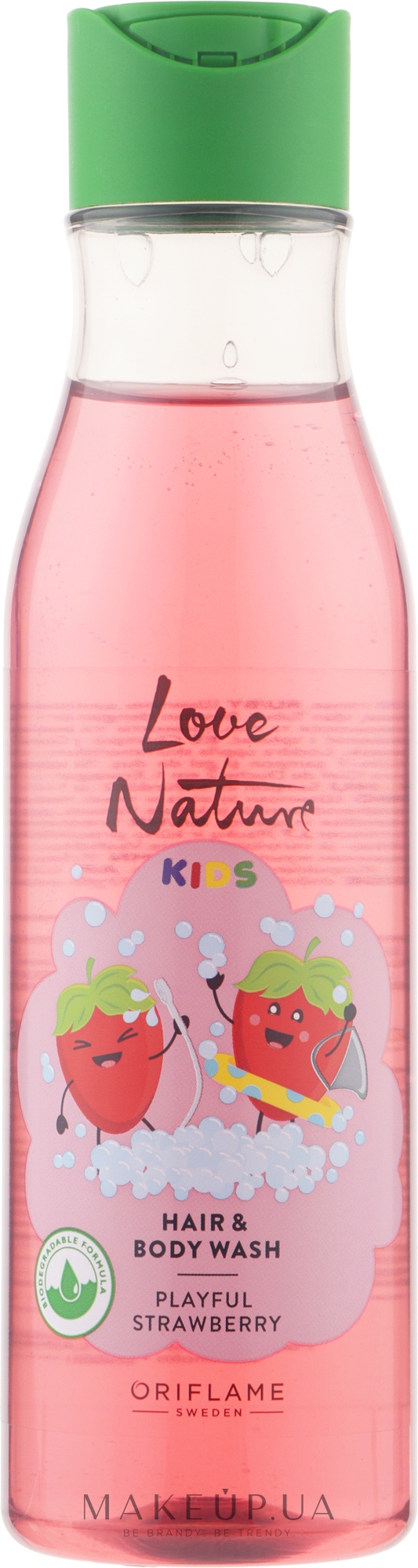 Детский гель для мытья волос и тела - Oriflame Love Nature Kids Playful Strawberry Hair Body Wash — фото 250ml