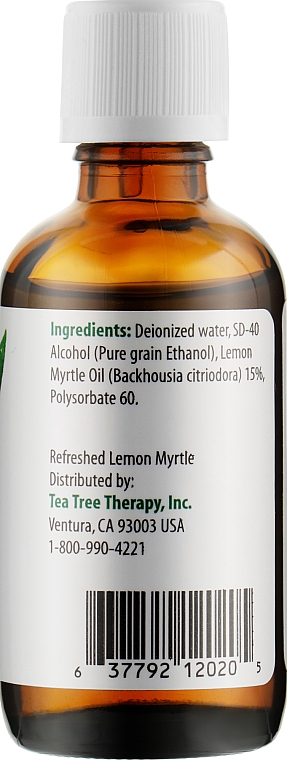 Эфирное масло австралийского лимонного мирта 15% водный раствор - Tea Tree Therapy Lemon Myrtle Essential Oil — фото N2