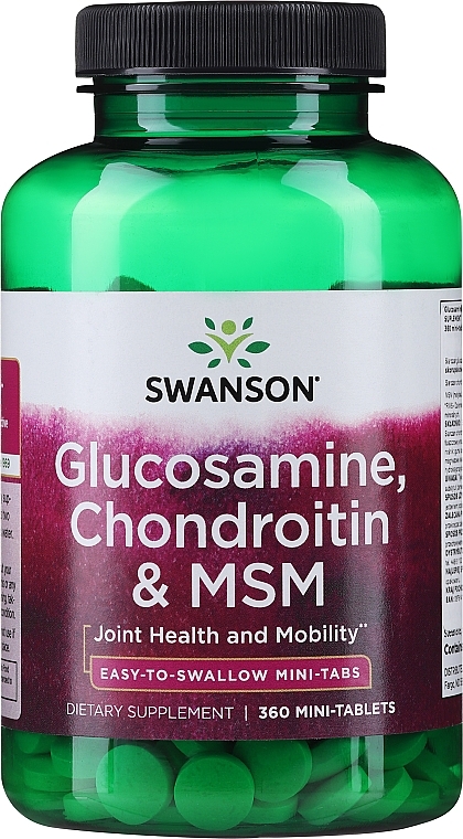 Харчова добавка "Глюкозамін, хондроїтин і МСМ" - Swanson Glucosamine Chondroitin & MSM — фото N1
