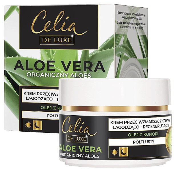 Полужирный, успокаивающий и регенерирующий крем против морщин - Celia De Luxe Aloe Vera Soothing And Regenerating Semi-Rich Cream — фото N1
