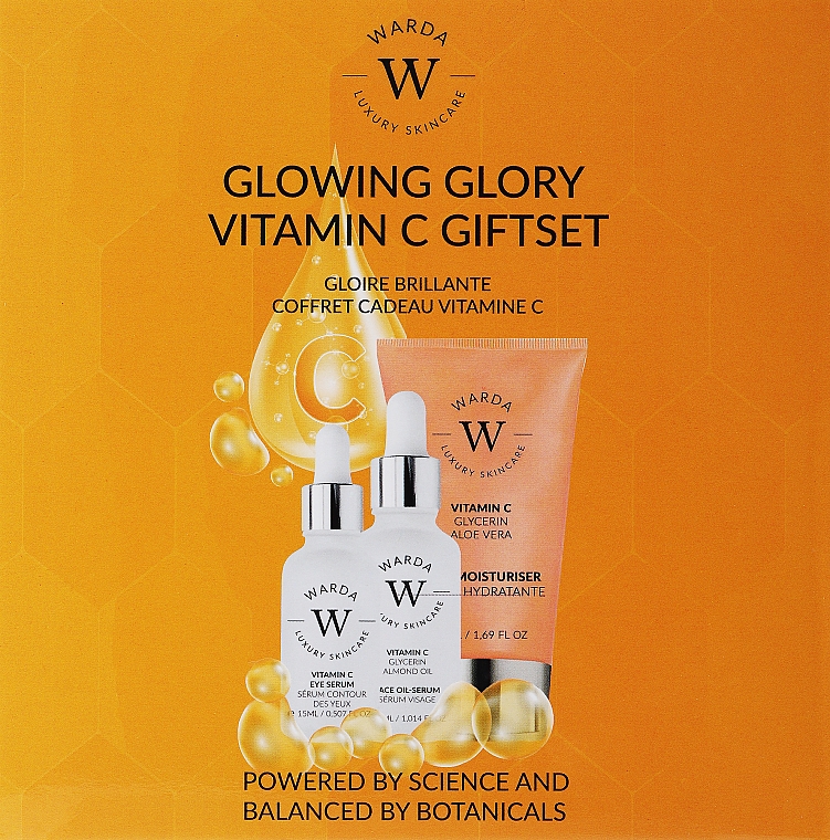 Набор - Warda Glowing Glory Vitamin C Giftset (eye ser/15ml + f/oil/30ml + f/cr/50ml) — фото N2