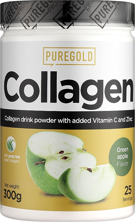 Колаген з вітаміном С і цинком, зелене яблуко - PureGold Collagen Marha — фото N1