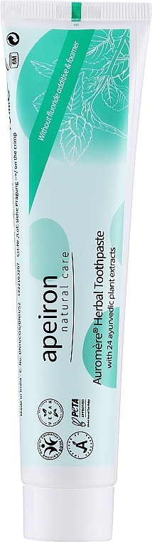 Зубна паста з 24 трав'яними екстрактами - Apeiron Auromere Herbal Toothpaste — фото N1