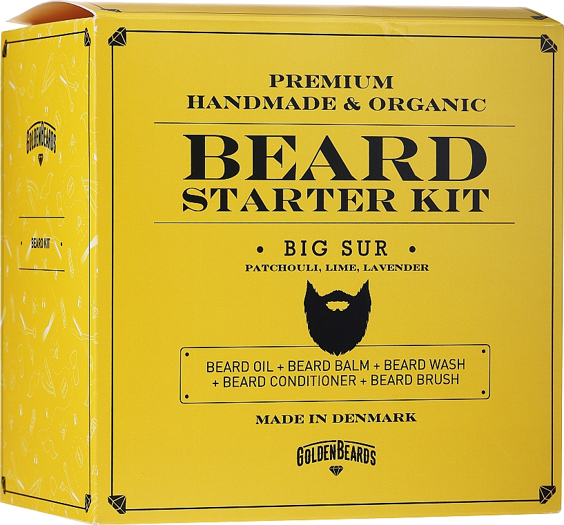 Набір - Golden Beards Starter Beard Kit Big Sur (balm/60ml + oil/30ml + shm/100ml + cond/100ml + brush) — фото N1