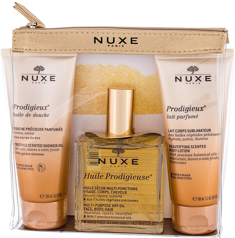 Набір - Nuxe Trousse Travel with Nuxe Prodigieuse Collection (oil/100ml + lot/100ml + oil/100ml) — фото N1