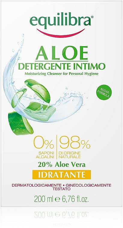 Зволожувальний гель для інтимної гігієни - Equilibra Aloe Moisturizing Cleanser For Personal Hygiene — фото N3