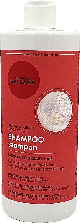 Шампунь для нормальных и жирных волос с маслом шалфея и асаи - Fergio Bellaro Shampoo Normal to Greasy Hair — фото N1