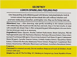 Диски ватные для пилинга - Secret Key Lemon Sparkling Peeling Pad — фото N5