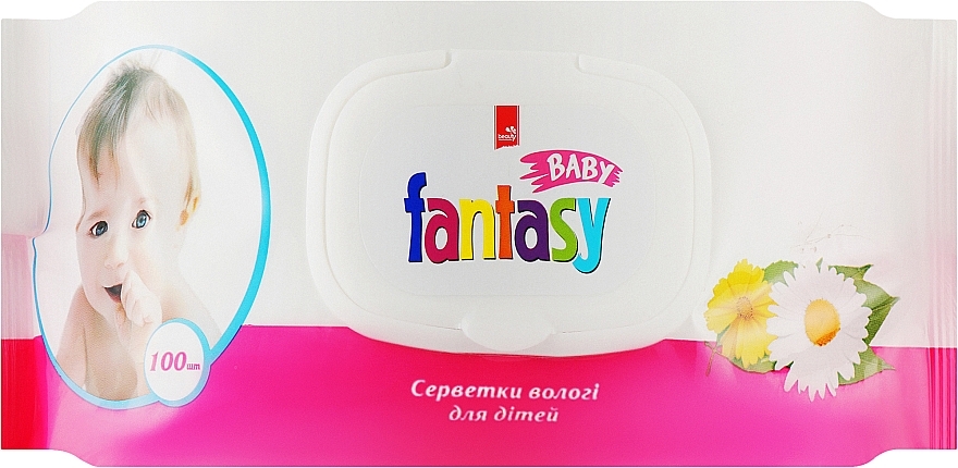 Серветки вологі для дітей з екстрактом ромашки, календули та Д-пантенолом - Fantasy Baby — фото N1