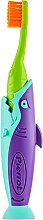 Набор детский «Акула», салатовый + бирюзово-фиолетовая акула + салатовый чехол - Pierrot Kids Sharky Dental Kit (tbrsh/1шт. + tgel/25ml + press/1шт.) — фото N3