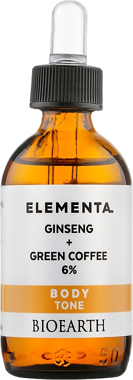 Сыворотка для тела "Женьшень и зеленый кофе 6%" - Bioearth Elementa Ginseng Green Coffee 6% — фото N1