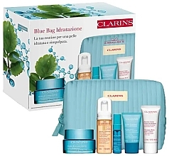 Парфумерія, косметика Набір, 6 продуктів - Clarins Blue Bag Hydra Essentiel