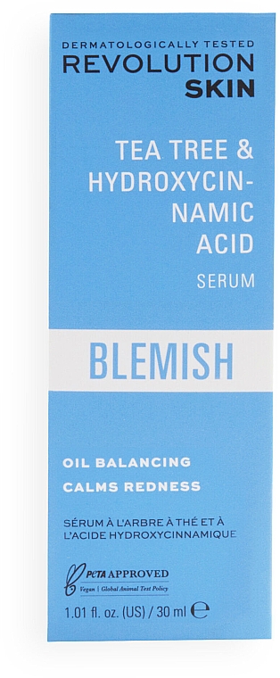 Заспокійлива сироватка для обличчя - Revolution Skin Blemish Tea Tree & Hydroxycinnamic Acid Serum — фото N4