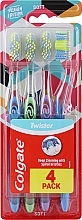 Парфумерія, косметика Набір м'яких зубних щіток, 4 шт., синя + салатова + бузкова + синя Colgate Twister Design Edition Soft Toothbrush