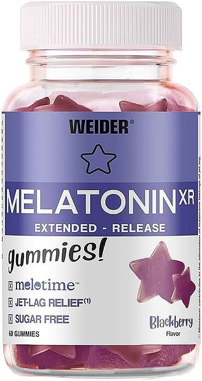 Харчова добавка "Мелатонін", у жувальних цукерках - Weider Melatonin XR Blackberry Flavour — фото N1