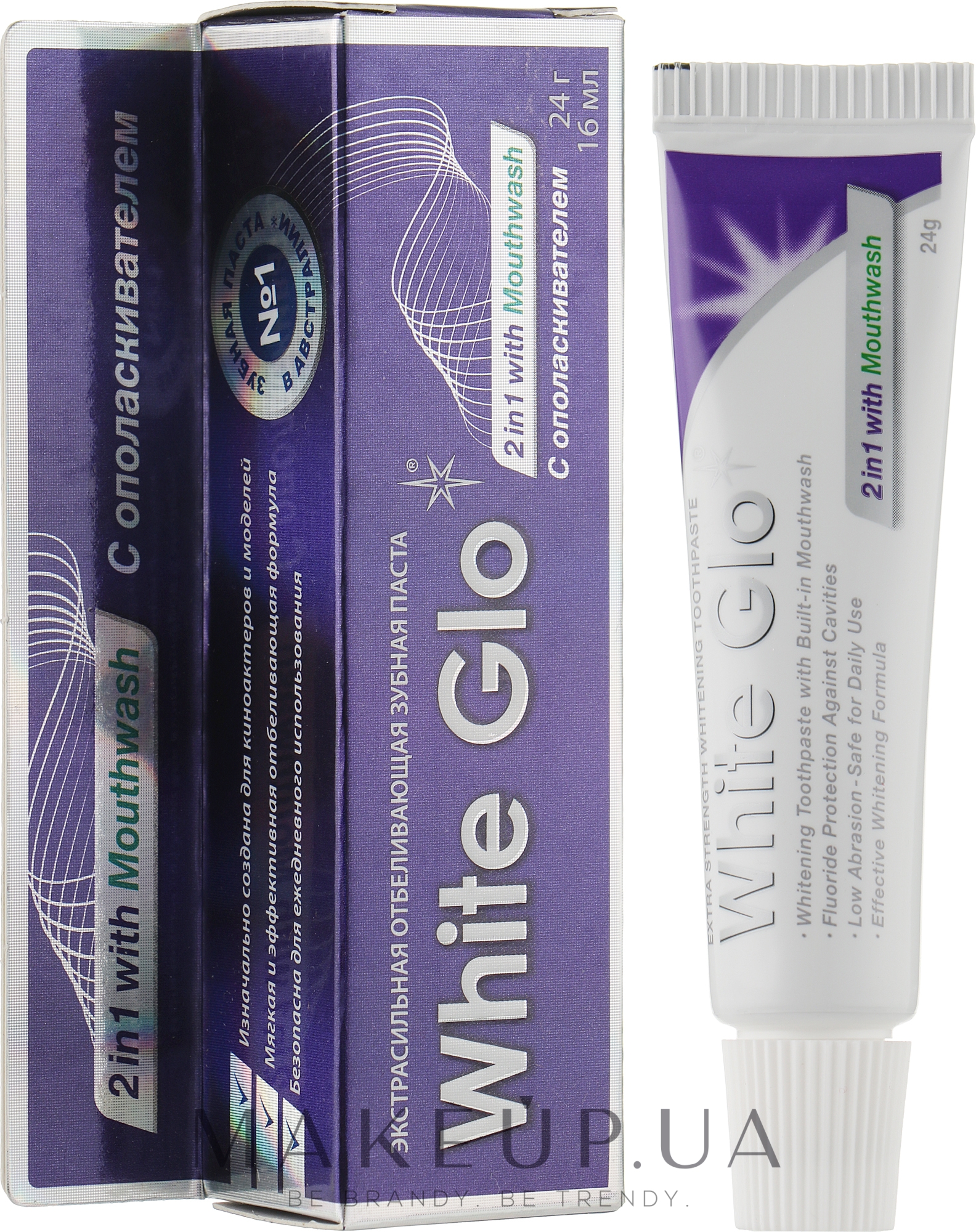 Отбеливающая зубная паста 2в1 - White Glo 2 In 1 With Mouthwash — фото 24g