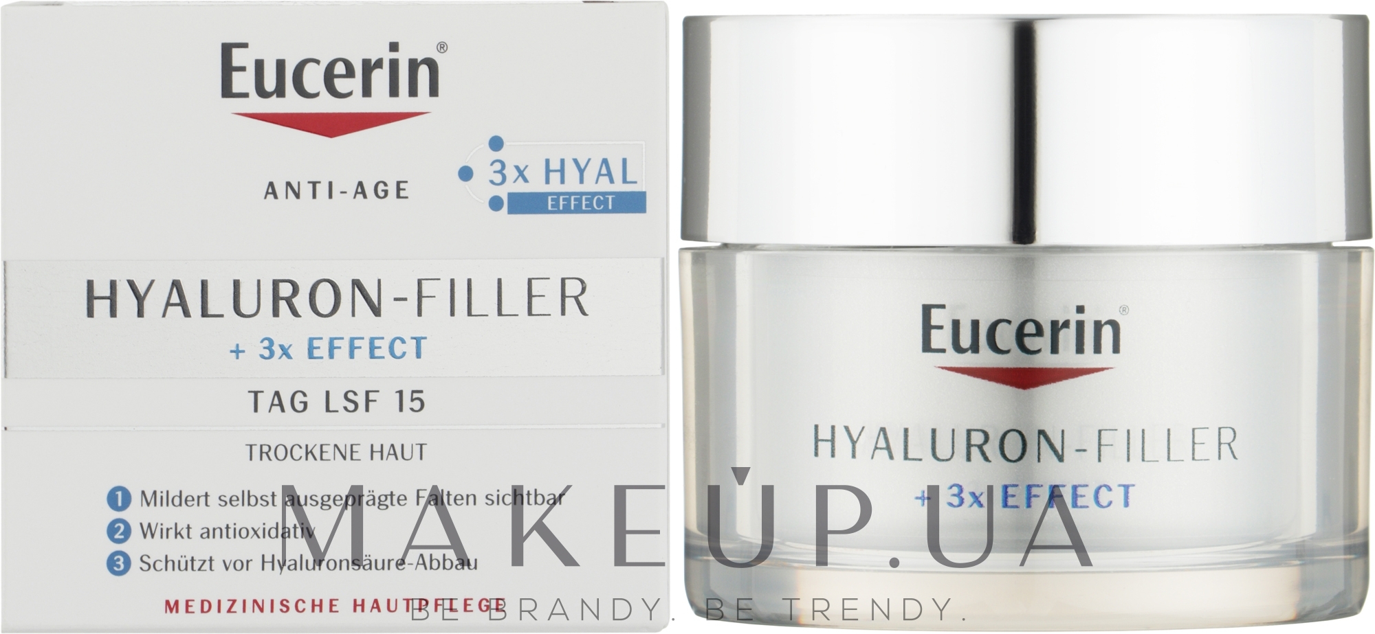Денний крем проти зморшок для сухої і чутливої шкіри - Eucerin Hyaluron-Filler Day Cream For Dry Skin — фото 50ml
