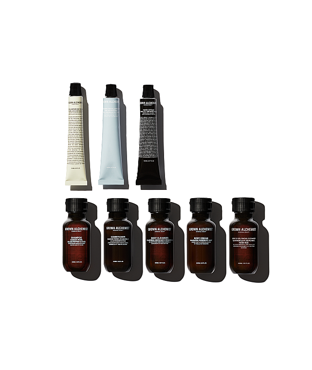 Набір - Grown Alchemist Travel Kit (b/cr/30ml + h/cr/20ml + f/exfol/20ml + f/cr/12ml + f/gel/50ml + sh/gel/50ml + shm/50ml + cond/50ml) — фото N4