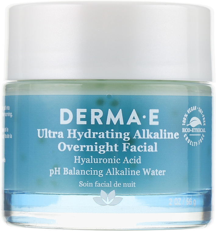 Ночное ультраувлажняющее щелочное средство для лица с гиалуроновой кислотой - Derma E Ultra Hydrating Alkaline Overnight Facial — фото N1