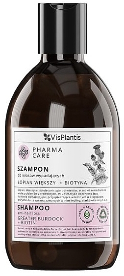 Шампунь проти випадіння волосся "Лопух + біотин" - Vis Plantis Pharma Care Greater Burdock + Biotyn Shampoo — фото N1