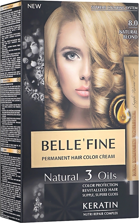 Крем-фарба для волосся - Belle’Fine Natural 3 Oils Permanent Hair Color Cream * — фото N1