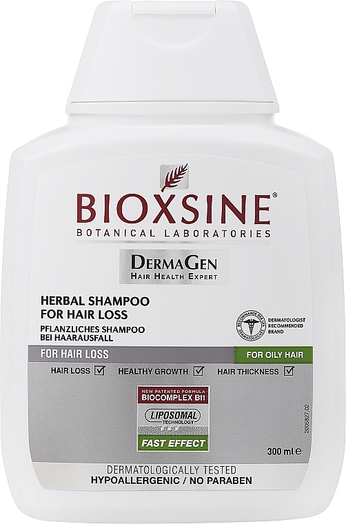 Шампунь растительный, против выпадения для жирных волос - Biota Bioxsine Shampoo