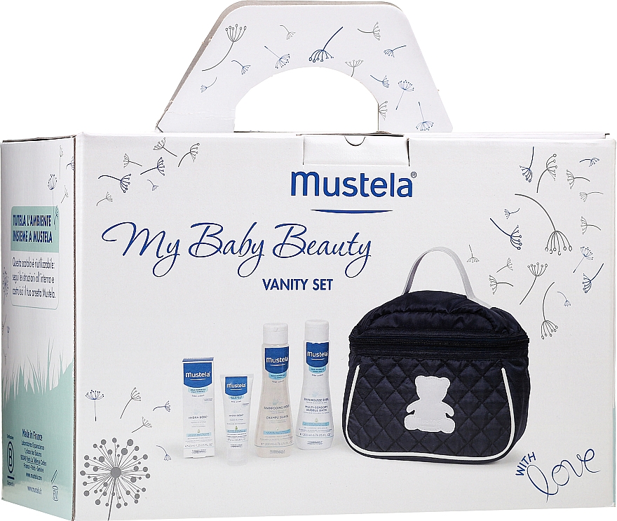 Набор - Mustela My Baby Beauty Vanity Set (shm/200ml + b/bubble/200ml + cr/40ml + bag)