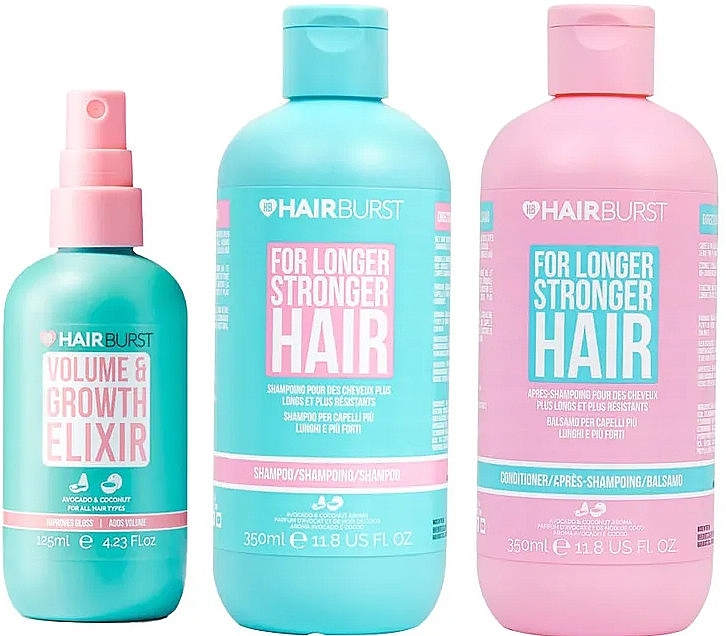 Набір для росту та зміцнення волосся - Hairburst For Longer Stronger Hair Trio (shm/350ml + cond/350ml + spr/125ml) — фото N1