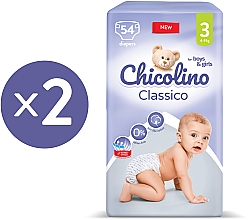 Детские подгузники "Classico", 4-9 кг, размер 3, 108 шт. - Chicolino — фото N2