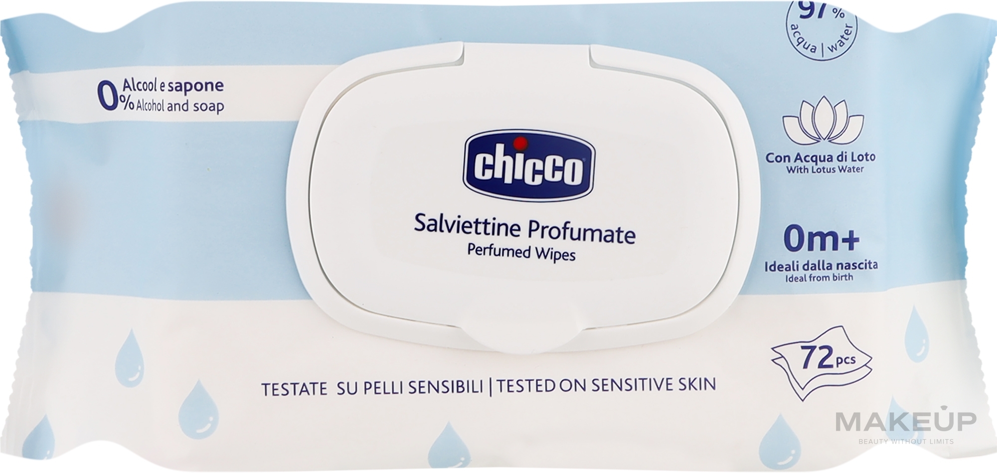 Влажные салфетки c экстрактом лотоса, 72 шт - Chicco Salviettine Profumate — фото 72шт