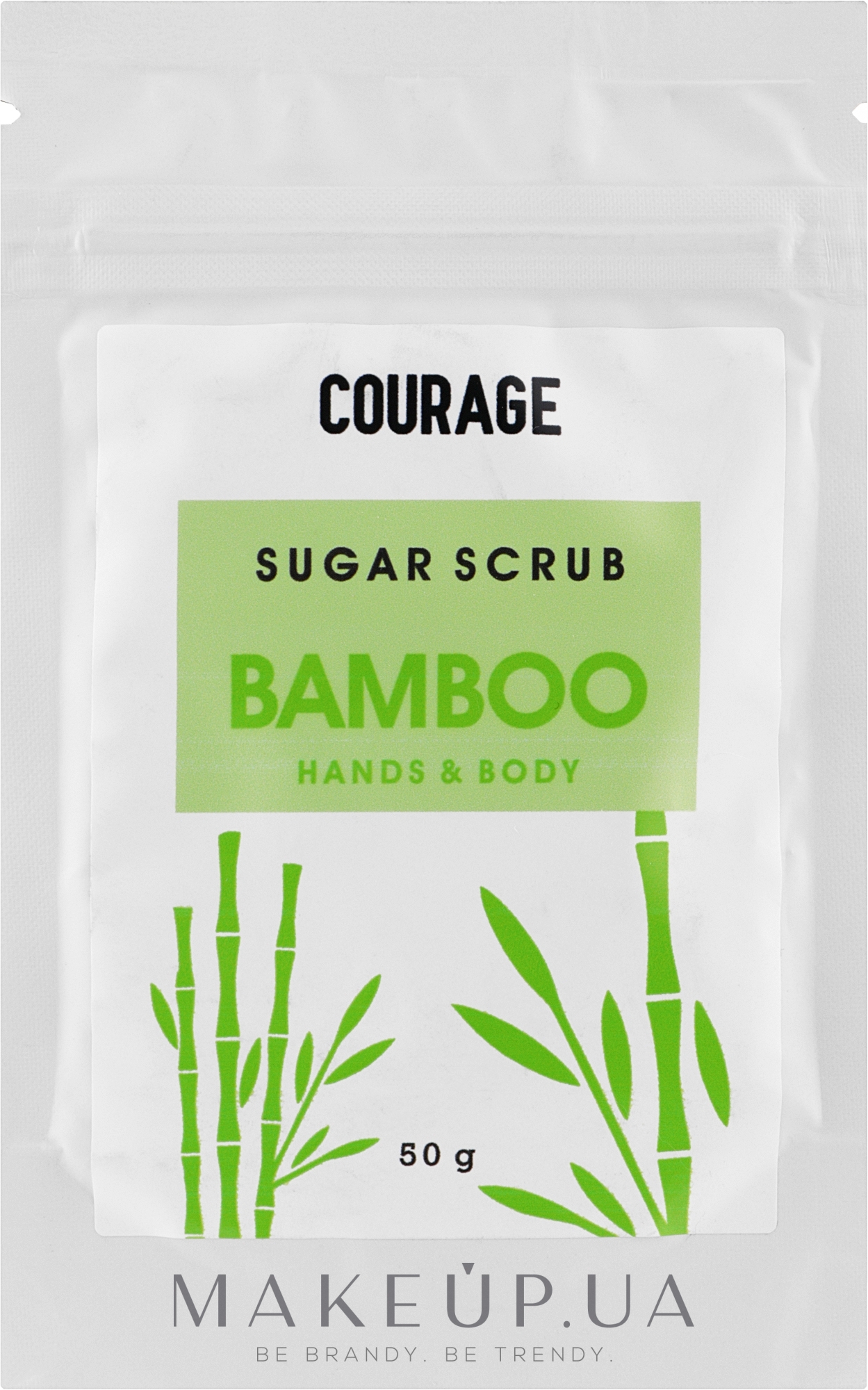Цукровий скраб для рук і тіла «Зелений бамбук» - Courage Bamboo Hands & Body Sugar Scrub (дой-пак) — фото 50g