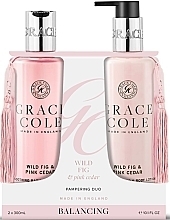 Парфумерія, косметика Набір - Grace Cole Wild Fig & Pink Cedar Body Duo (sh/gel/300ml + h/body/lot/300ml)