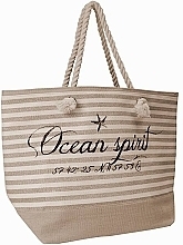 Пляжная сумка, 60х40х25 см, бежевая в полоску - Corvet — фото N1