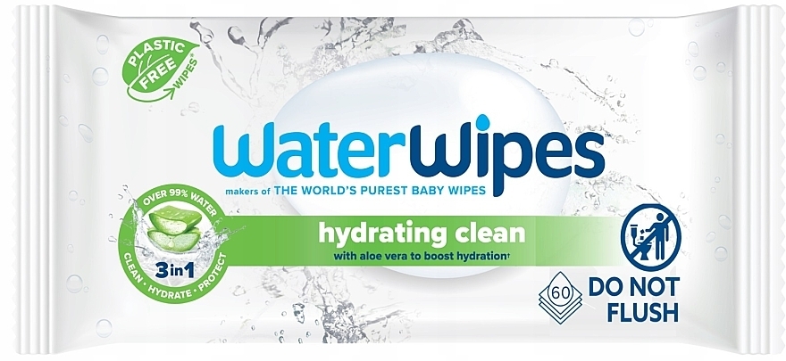 Біорозкладні дитячі вологі серветки, 60 шт. - WaterWipes Baby Wipes Hydrating Clean — фото N1