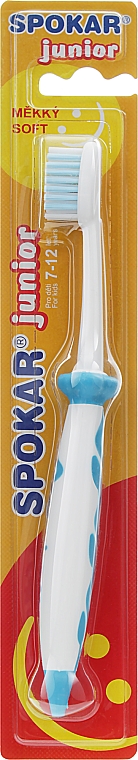 Зубна щітка "J", дитяча від 7 до 12 років, м'яка, з блакитною квіткою - Spokar J — фото N1