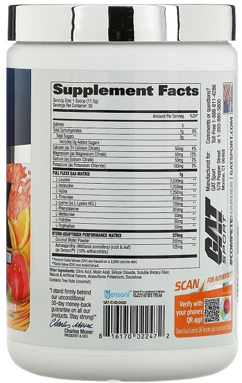Пищевая добавка "Аминокислота с электролитами", апельсин и гуава - GAT Sport Flexx EAAs + Hydration Orange Guava — фото N2