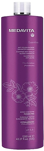 Антижелтый шампунь для волос - Medavita Luxviva Anti Yellow Blonde Enhancer Shampoo — фото N1