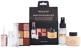 Набір - Makeup Revolution Mini Favourites (f/spr/30ml + eyeshadow/4.2g + powder/10g + lipgloss/2.2ml) — фото N1