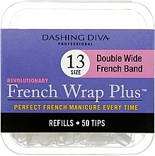 Тіпси широкі - Dashing Diva French Wrap Plus Double Wide White 50 Tips (Size - 13) — фото N1