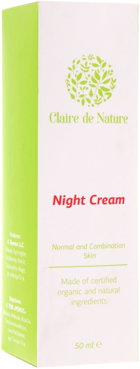 Ночной крем для нормальной и комбинированной кожи - Claire de Nature Night Cream For Normal And Combination Skin — фото N3