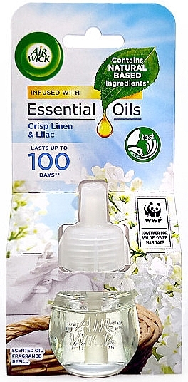 Сменный блок к освежителю воздуха "Свежий лен и сирень" - Air Wick Essential Oils Electric — фото N1