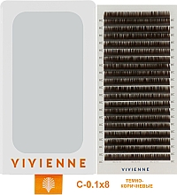 Накладні вії "Elite", темно-коричневі, 20 ліній (0.1, C, (8)) - Vivienne — фото N1