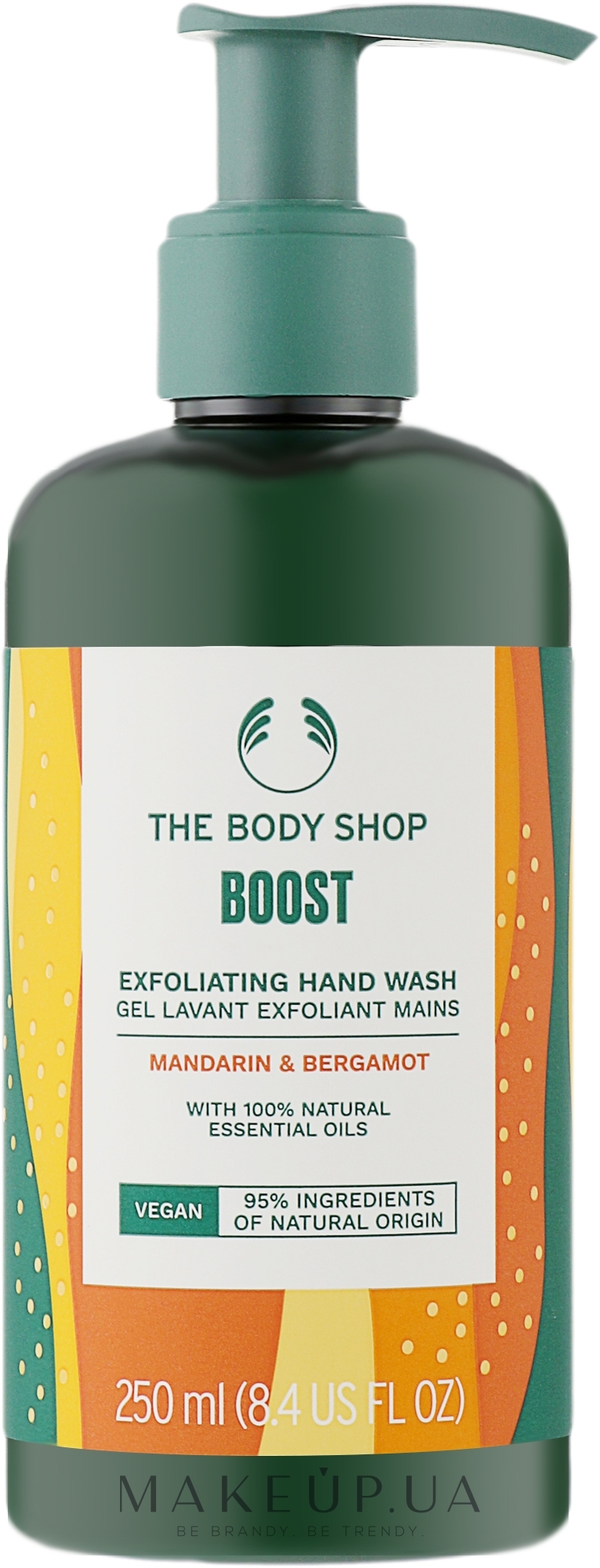 Ексфоліювальний гель для миття рук "Бергамот та мандарин". Заряд енергії - The Body Shop Mandarin & Bergamot Vegan Boost Exfoliating Hand Wash — фото 250ml